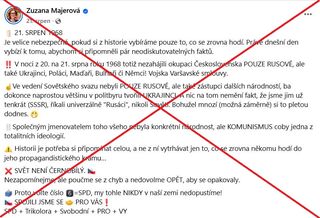 Komunistu Filipa historikové usvědčili ze lži už před sedmi lety. Předsedkyně strany Trikolóra Zuzana Majerová opakovala stejné nesmysly ještě v srpnu 2025. 